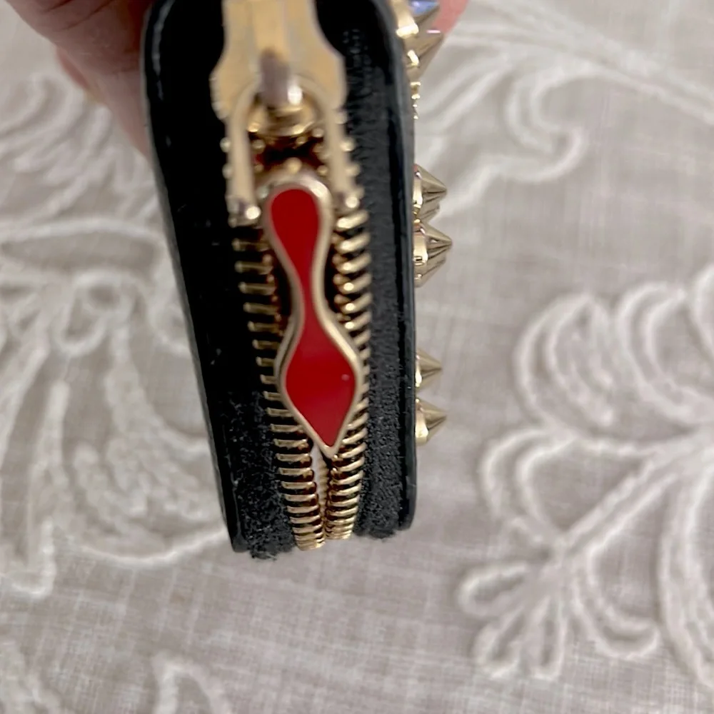 Christian Louboutin Authentic Panettone Studded Black Leather Wallet - Picture 10 of 16